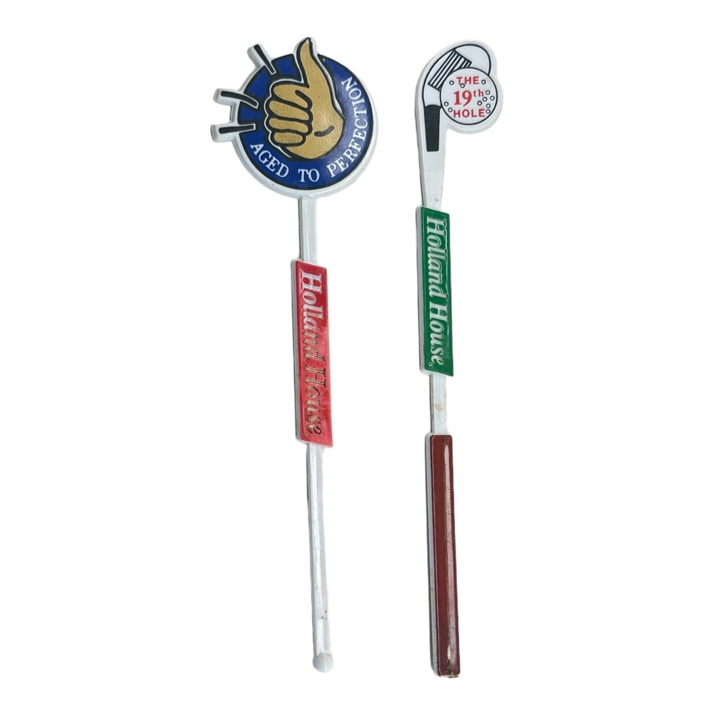(2) Holland‎ House Stirrer Swizzle Stick Golf Club Birthday Themed Bar Vintage